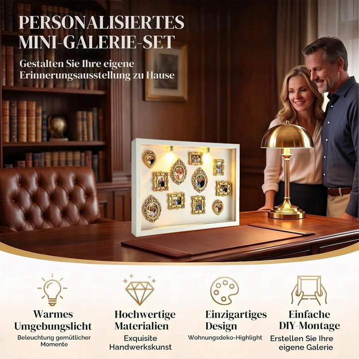 Pipihome DIY Mini Museum Silhouette Box, Miniatur Museum Mini Bilderrahmen Vintage mit LED Licht und