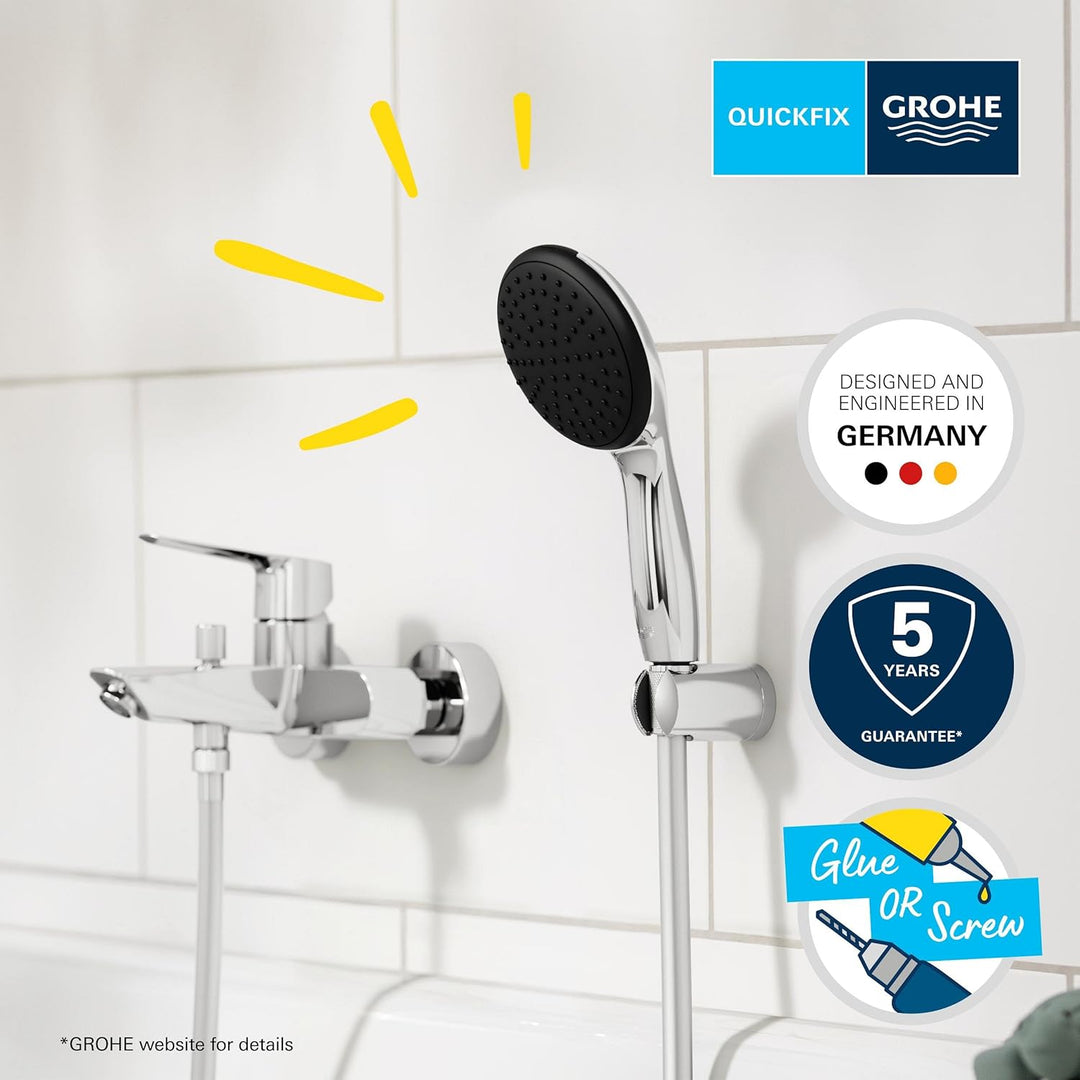 GROHE Start, Badewannenarmatur mit Duschkopf (Duscharmatur für die Badewanne, Auto-Umstellung Wanne/