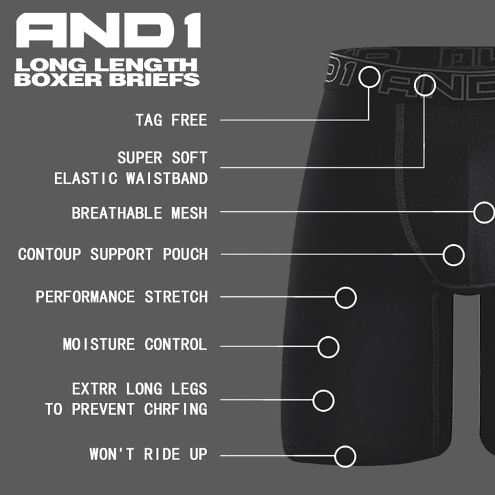 AND1 Sport Boxershorts 5er Pack Unterwäsche Herren Unterhosen Männer Retroshorts Boxer Brief Sportun