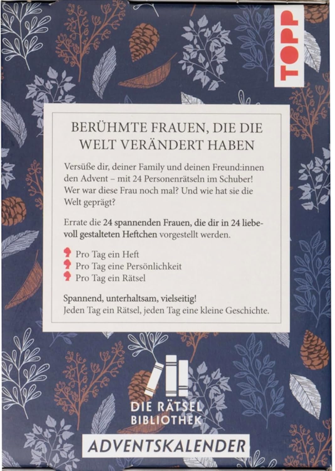 Die Rätselbibliothek. Adventskalender – Berühmte Frauen, die die Welt verändert haben: Der Schuber m
