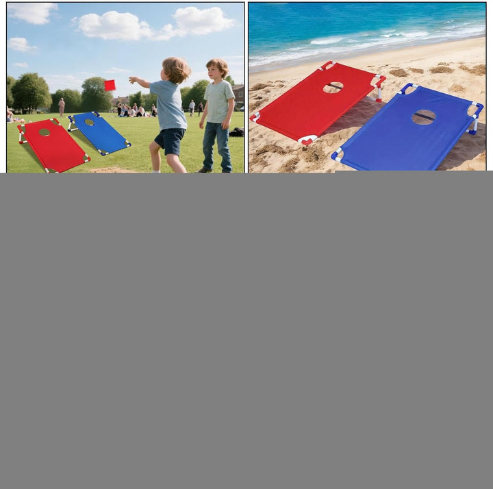Cornhole Board Set, Portable Bag Toss Game for Kids and Adults, 56 x 50 cm Folding Boards with 6 Bea