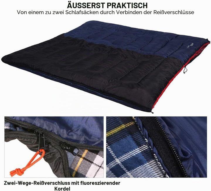 REDCAMP Cotton Flannel Sleeping Bag for Camping Backpacking, Adults Cold Weather Envelope Sleeping B