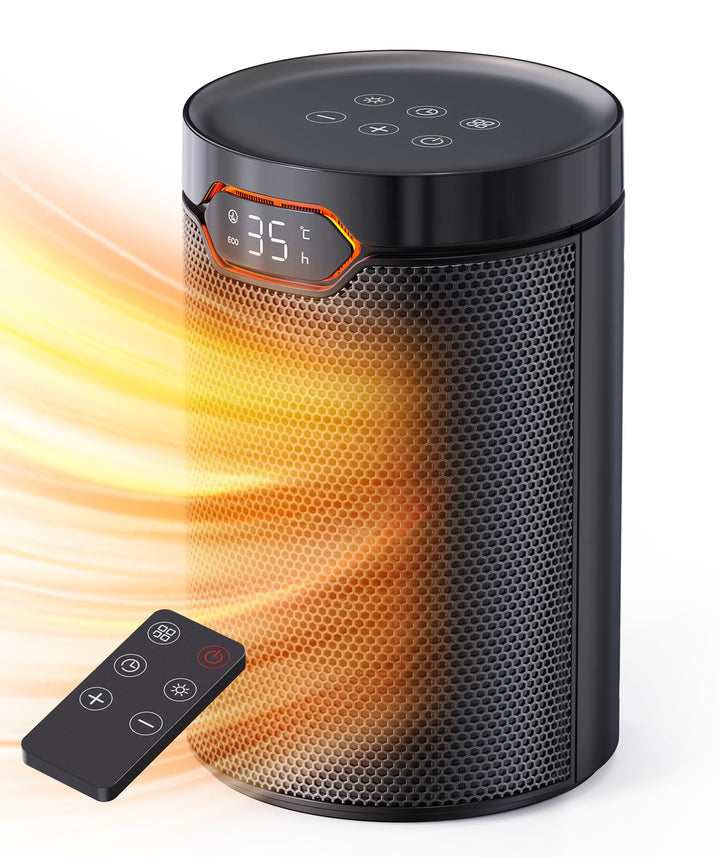 Heizlüfter, 1500W, PTC Heizlüfter Energiesparend mit ECO Modus, 4 Heizmodi, Breeze Modus, Thermostat