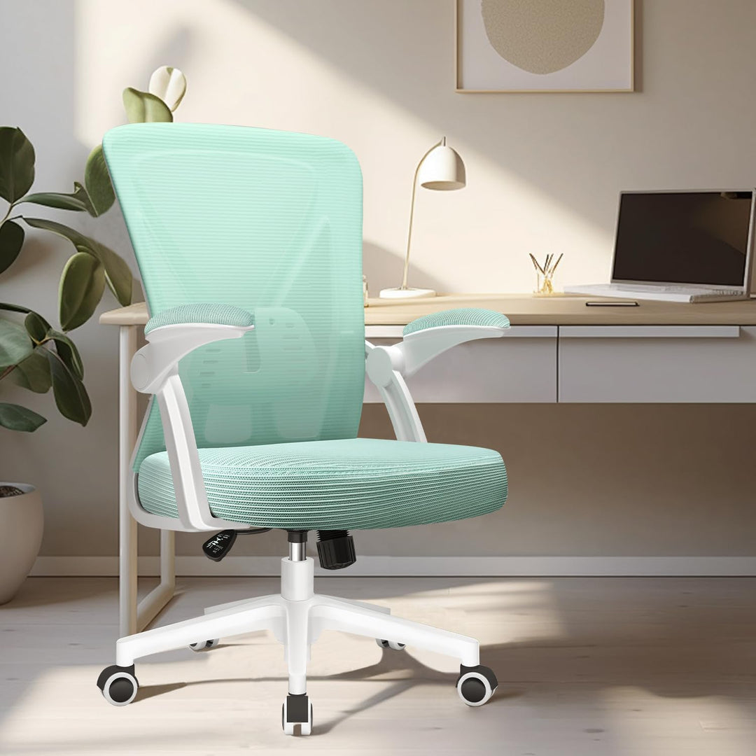 Bürostuhl, Schreibtischstuhl mit klappbare Armlehnen, Bürostuhl Ergonomisch Testsieger mit Lendenwir