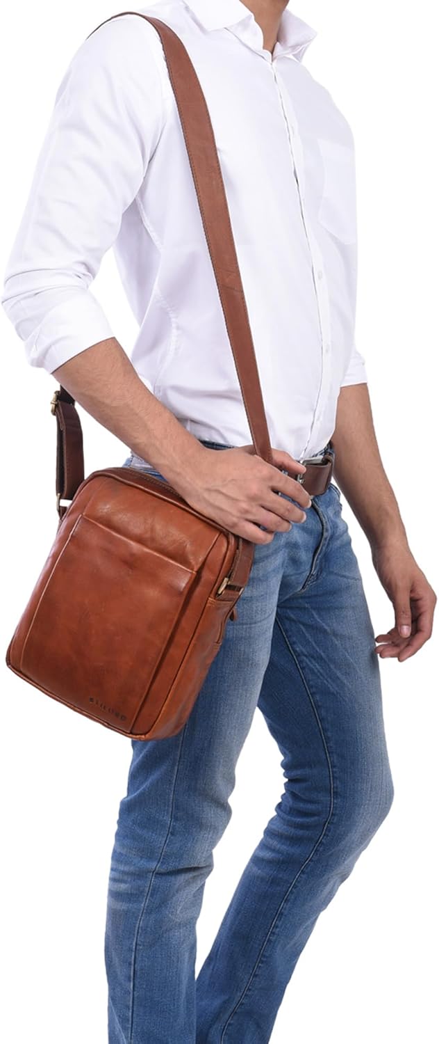 STILORD 'Harry' Vintage Schultertasche Männer Leder für 10,1 Zoll Tablet Umhängetasche DIN A5 Herren