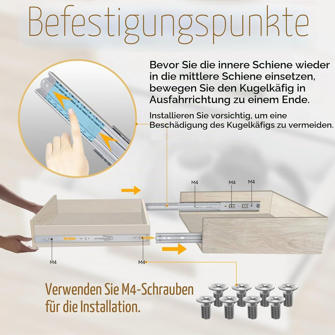 AOLISHENG Schwere Schubladenschienen Vollauszug 800 mm Kugellager schubladenführungen 68 kg Tragkraf