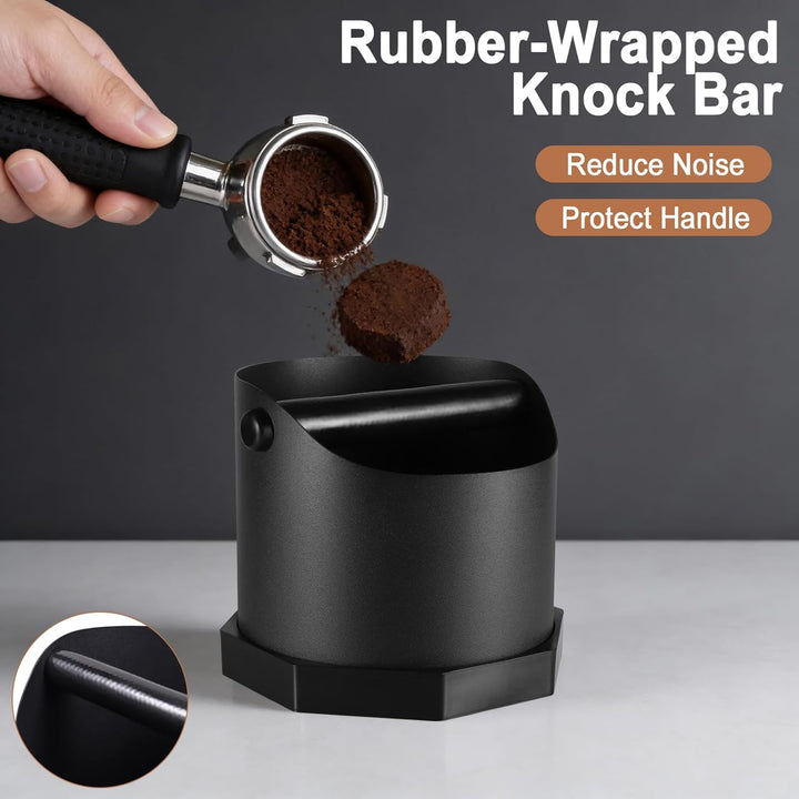 Abklopfbehälter für Siebträger Espresso, 0.75L Edelstahl Kaffee Knock Box mit Abnehmbarer Knock Bar