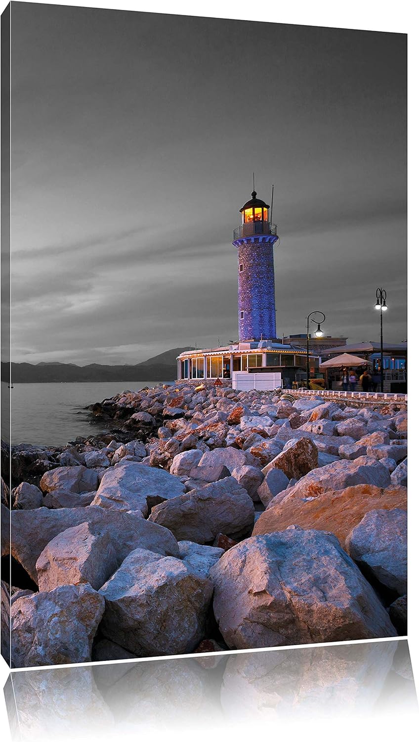 Pixxprint Romantischer Leuchtturm bei Ebbe als Leinwandbild/Grösse: 100x70 cm/Wandbild/Kunstdruck/fe