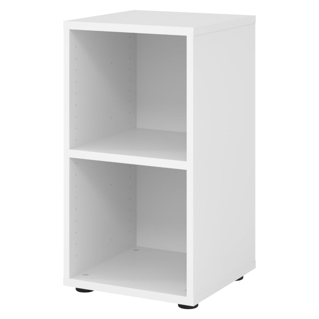 bümö Regal weiss, Standregal aus Holz für 2 Ordnerhöhen - Bücherregal klein 40 cm schmal, Aktenregal
