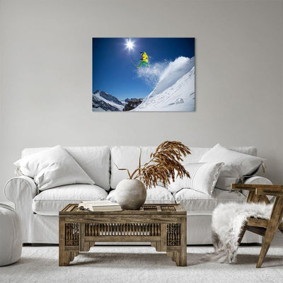 ARTTOR Bilder auf Leinwand Ski Winter Schnee Berg Leinwandbild 70x50cm Wandbilder Dekoration Wohnzim