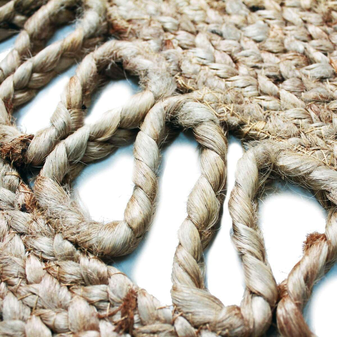 The Deco Factory Funny Jute – Teppich, rund, Jute, Wellenform, Natur, Durchmesser 120 cm