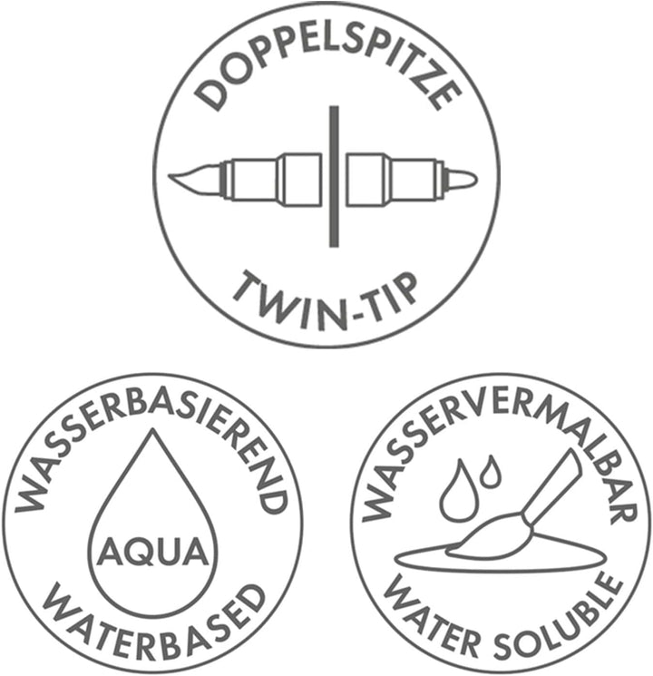 Marabu 0145000000106 - Aqua Pen Graphix, Octopy, 24 Aquarell-Filzstifte im Set mit brillanter Farbe,