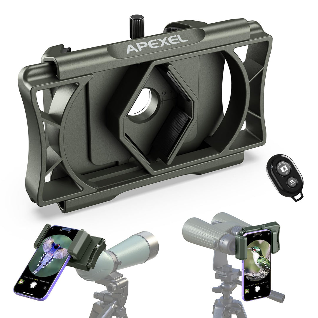 APEXEL Aktualisierung Universal Handy Adapter mit Fernauslöser,360°Drehung Kompatibel mit Fernglas B