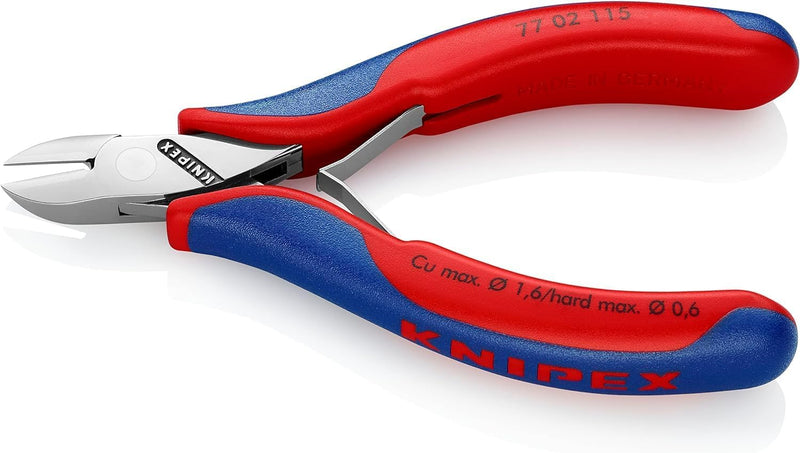 Knipex Elektronik-Seitenschneider mit Mehrkomponenten-Hüllen 115 mm 77 02 115 runder Kopf, mit Facet