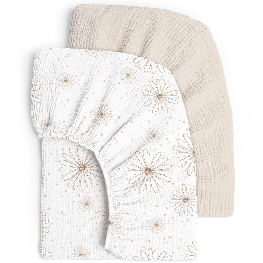 lulumoon Musselin Spannbettlaken Baby Kinderbett: 100% Baumwolle Bettlaken Babybett - 70x140cm / 60x