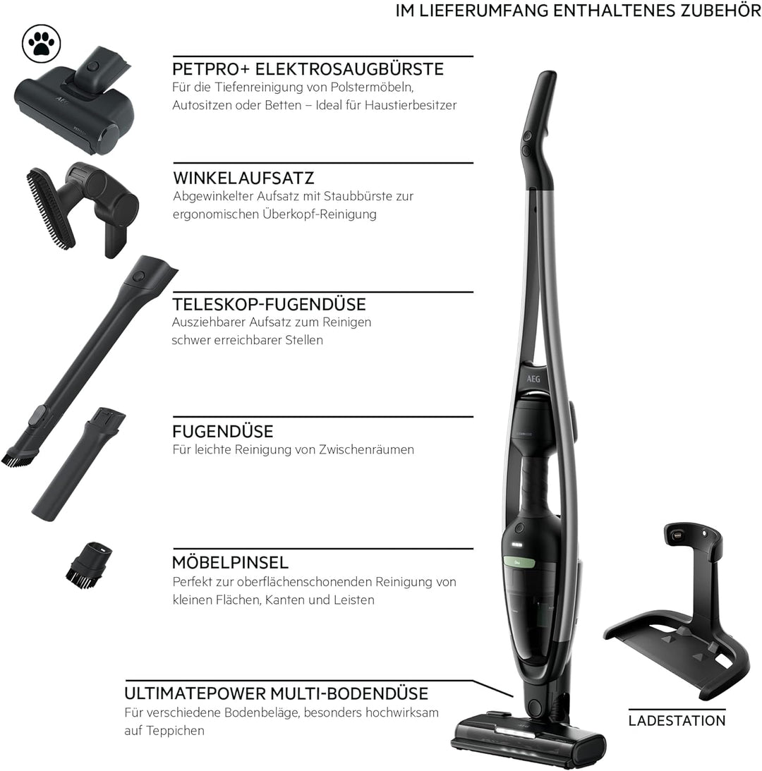 AEG CLEAN ÖKO 6000 AS62B25OKO Akku-Staubsauger, 2in1, angenehm leise 79 dB(A), 47 Prozent Recyclingm
