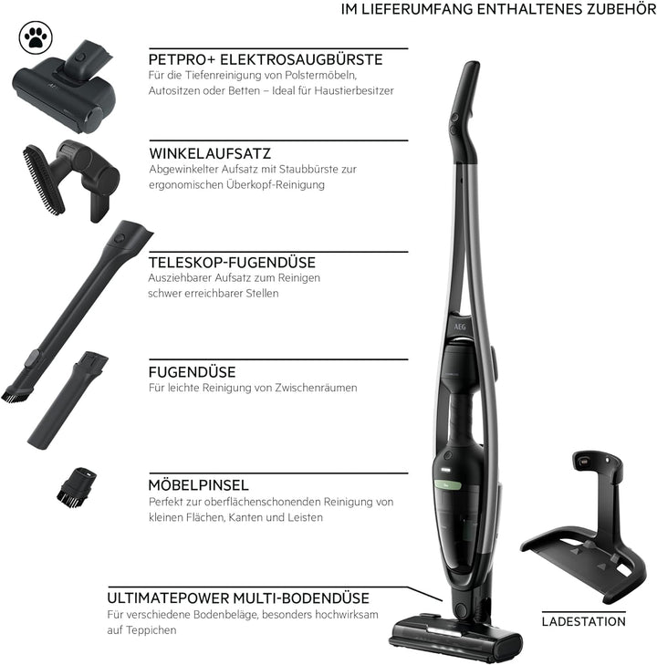 AEG CLEAN ÖKO 6000 AS62B25OKO Akku-Staubsauger, 2in1, angenehm leise 79 dB(A), 47 Prozent Recyclingm