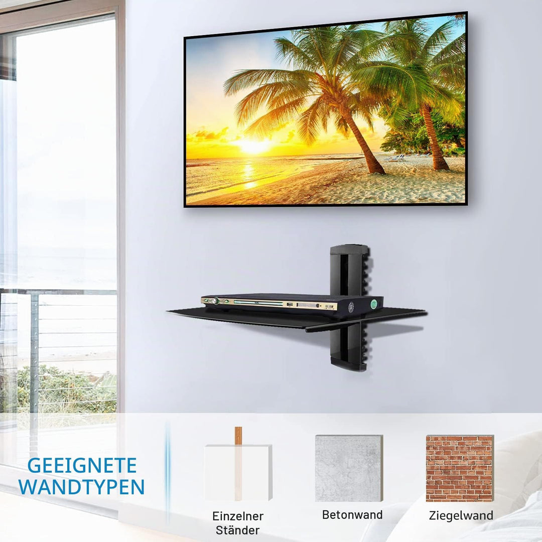 suptek Single Floating Regal Multimedia Wandregal TV Rack Wandhalterung Mit Verstärktem Gehärtetem G