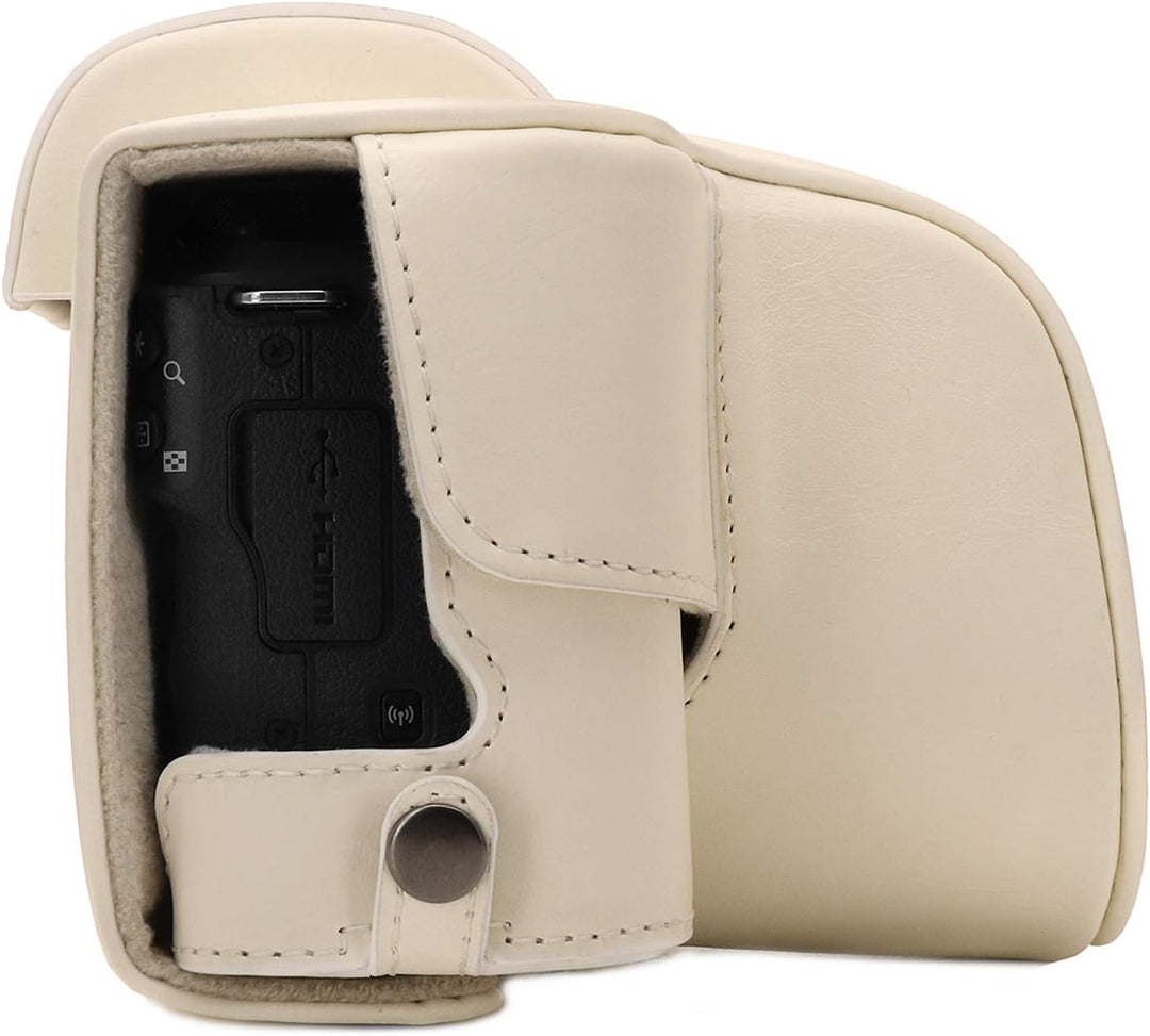 MegaGear Canon EOS M50 (15-45mm) Ever Ready Leder Kamera-Case mit Trageriemen - Weiss, Weiss