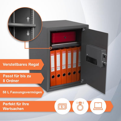 Brihard Biometrischer Safe XL – 2-in-1 Digitale Tastatur und Fingerabdruck Safe – Business LCD Treso