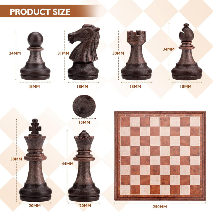 Peradix 2 in 1 Magnetisch Schachspiel für Kinder,Magnet Schachbrett&Dame, Klappbar Schach Reiseschac