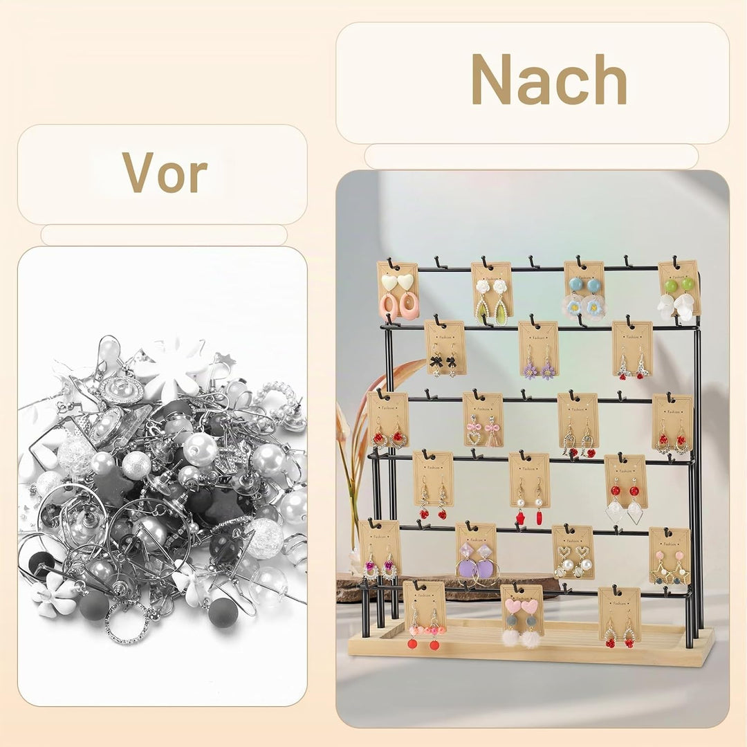 Ohrring-Display für Händler, 6 Etagen, 42 Haken, Holz, Ohrring-Präsentationsständer für Ohrringe, Ha