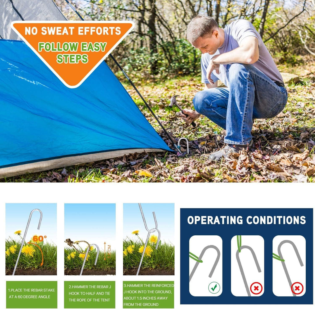 KAHEIGN 8Pcs Bodenanker Verzinkte Zeltnägel Garten Erdanker, 40cm Verzinkte Bodenanker Garten Hering