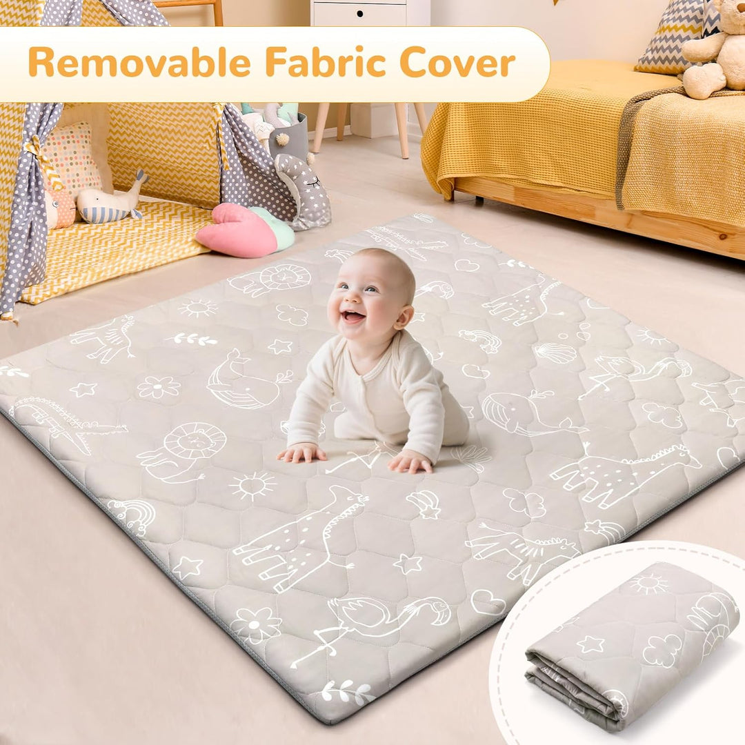 decalsweet Spielmatte Baby 127×127cm mit Rutschfest, Extra Dicke 2cm Weiche Abtrennbar Krabbelmatte