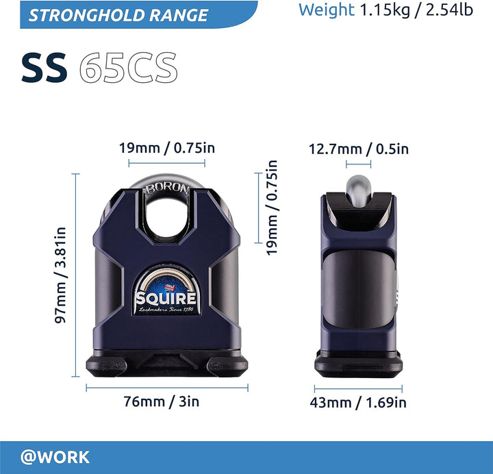 SQUIRE SS65CS Hochsicheres Vorhangschloss 65mm Closed Shackle CEN6 Multi, 65mm Closed Shackle CEN6 M