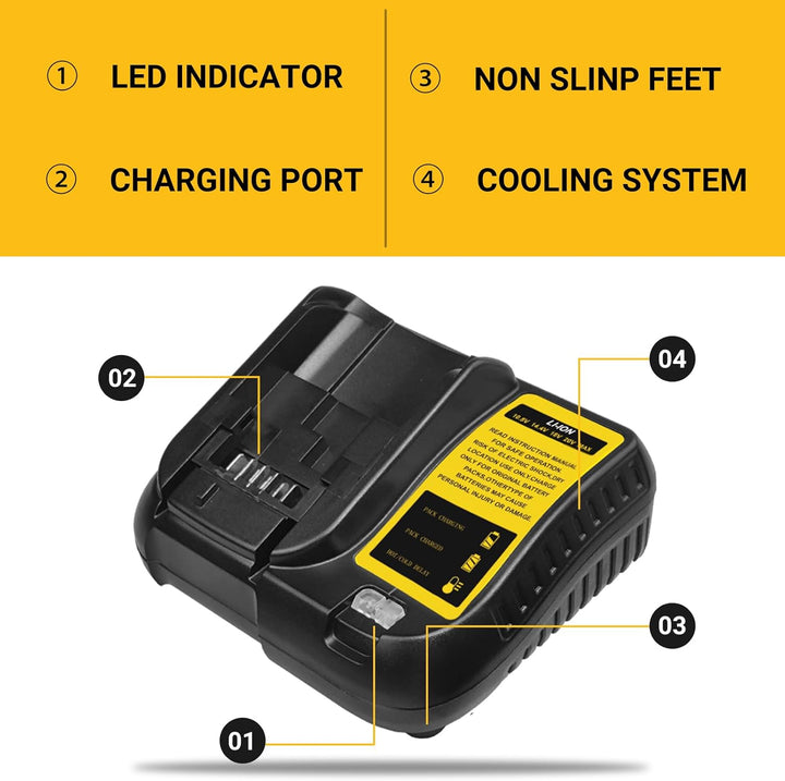 DCB107 Ersatz für Dewalt Akkuladegerät 10,8~20V 3A mit LED-Anzeige Ladegerät