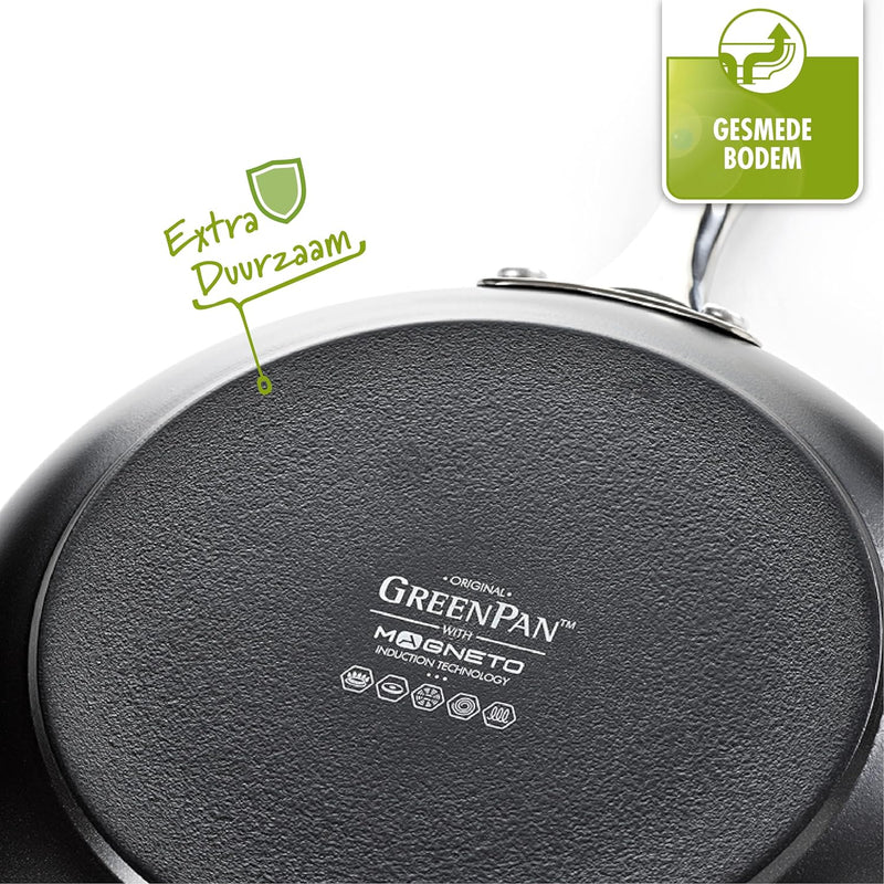 GreenPan Brussels Bratpfanne mit Antihaftbeschichtung, 24cm, PFAS-frei, Schwarz Bratpfanne 24cm, Bra