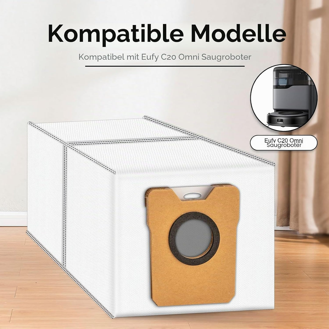 (12 Stück) Omni C20 C10 Ersatz Staubbeutel für Eufy Omni C20 C10 Saugroboter Absaugstation, Filterbe