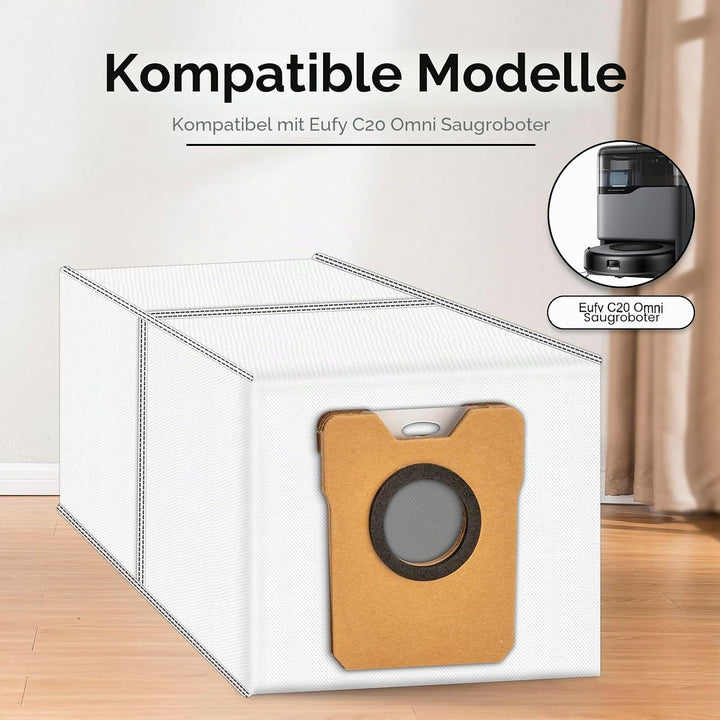 (12 Stück) Omni C20 C10 Ersatz Staubbeutel für Eufy Omni C20 C10 Saugroboter Absaugstation, Filterbe