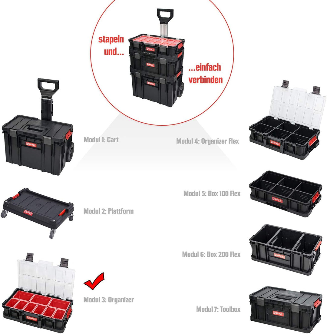 XL Modular Wählbar Werkzeugtrolley, Werkstattkoffer Set, Werkstattwagen Set aus"Q-Brick" Serie mit v