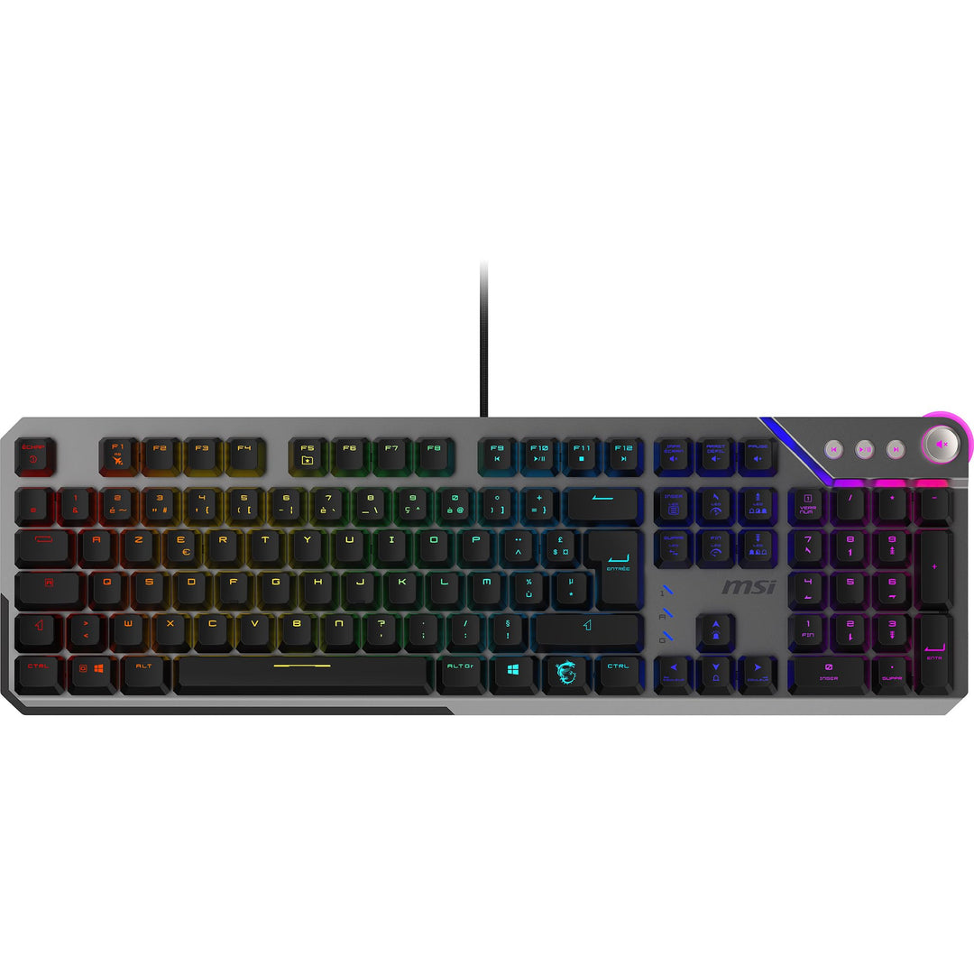 MSI Strike 600 Silent FR Gaming-Tastatur, leise – Kailh Midnight Pro Silent Touch-Schalter, ergonomi