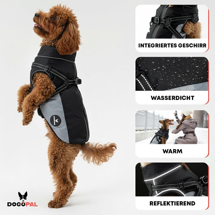 DOGOPAL Regenmantel Hund mit Integriertem Geschirr – Wasserdichter Hunderegenmantel, Winddichter Hun