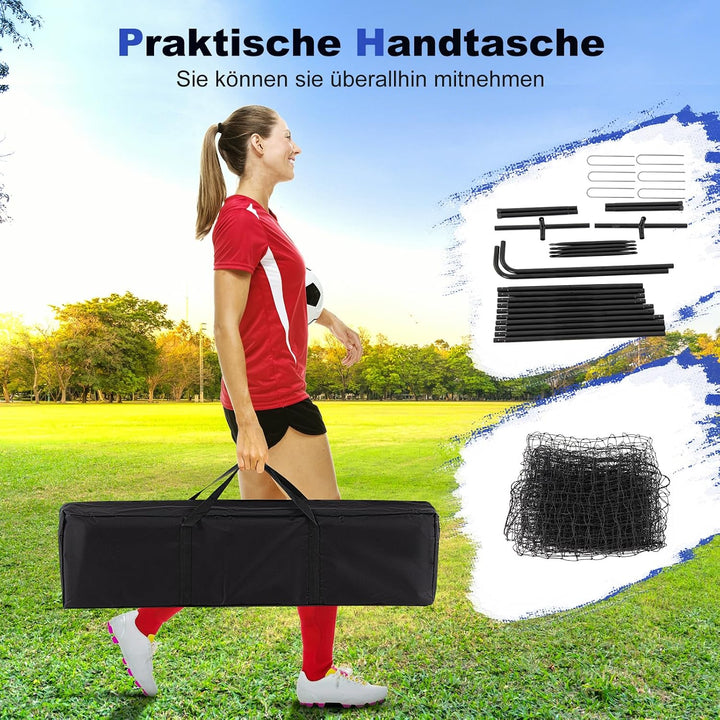 GYMAX Kickback Fussball Rebounder Tor, 372,5 x 182,5 cm, klappbar Kickback Tor, Fussballtor mit vers