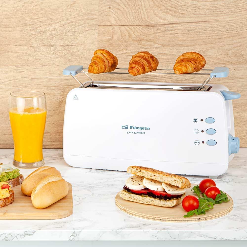 Orbegozo TO 4012 - Toaster mit grossem Schlitz, Brötchenwärmer, 7 Toasterstufen, Auftaufunktion und