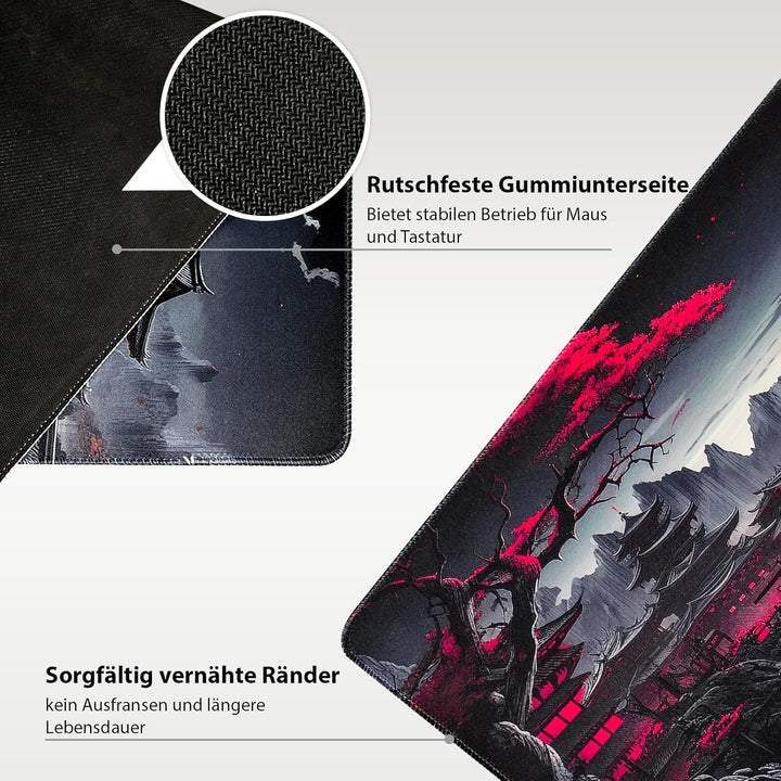 Niviy XXL Gaming Mauspad 1200 x 600mm,Japanische Schwarz Anime Mousepad,Grosse Speed rutschfeste Sch
