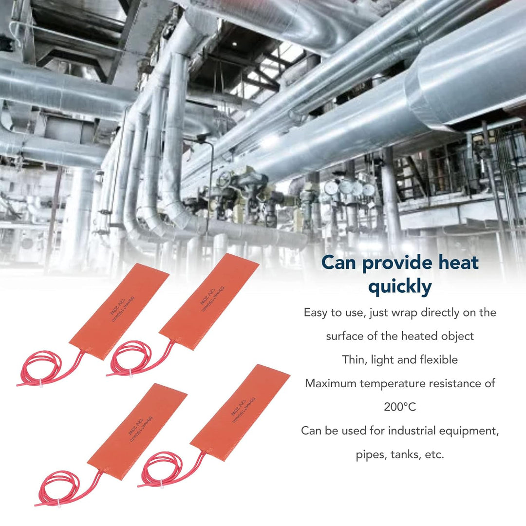 12V 20W Silikon Heizkissen 4 Stück,120-150°C Temperaturbereich Schnelle Erwärmung 50x150mm Flexible