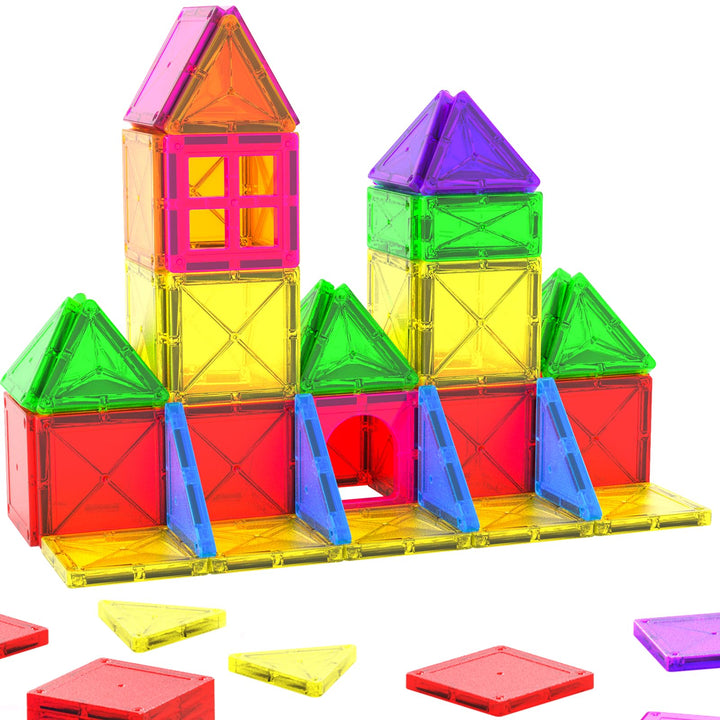 Crenova Magnetische Bausteine STEM Magnet Spielzeug Kinder 3D Farbenfrohe Starterset Magnetbausteine