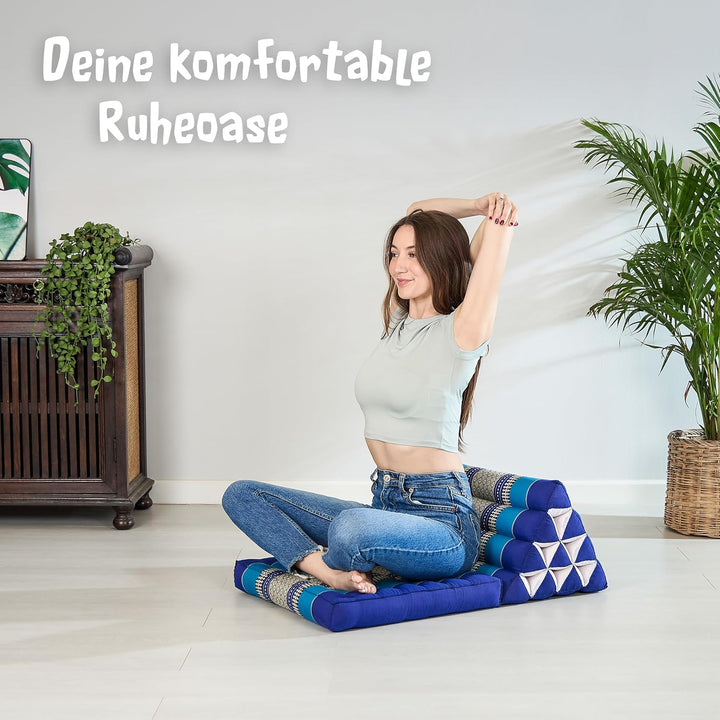 livasia Thaikissen mit 1 Auflage, Dreieckskissen mit Sitzkissen, Keilkissen mit Kapok, Rückenkissen