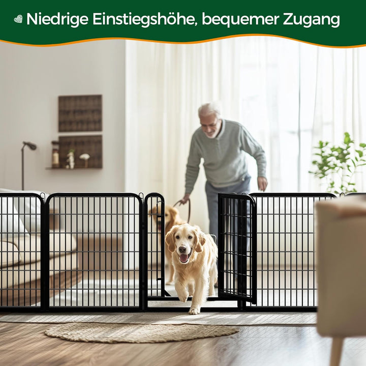 Yaheetech Welpenauslauf 80cm hoch, 8-teilig faltbares Freilaufgehege, Automatische Verriegelung, Wel