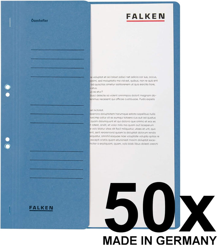 Original Falken 50er Pack Ösenhefter. Made in Germany. Aus Recycling-Karton mit halbem Vorderdeckel