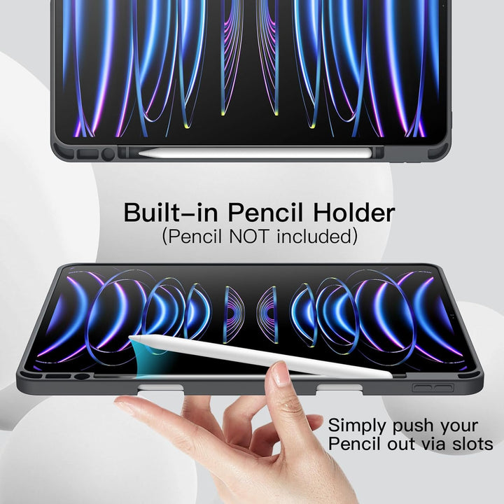 JETech Hülle für iPad Pro 12,9 Zoll (6./5. Generation, Modell 2022/2021) mit Stifthalter, Unterstütz