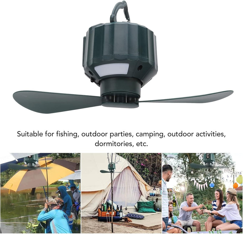 Zerodis 10400mAh Campingventilator mit LED-Laterne, Wasserdichter USB-Zelt-Deckenventilator mit Fern