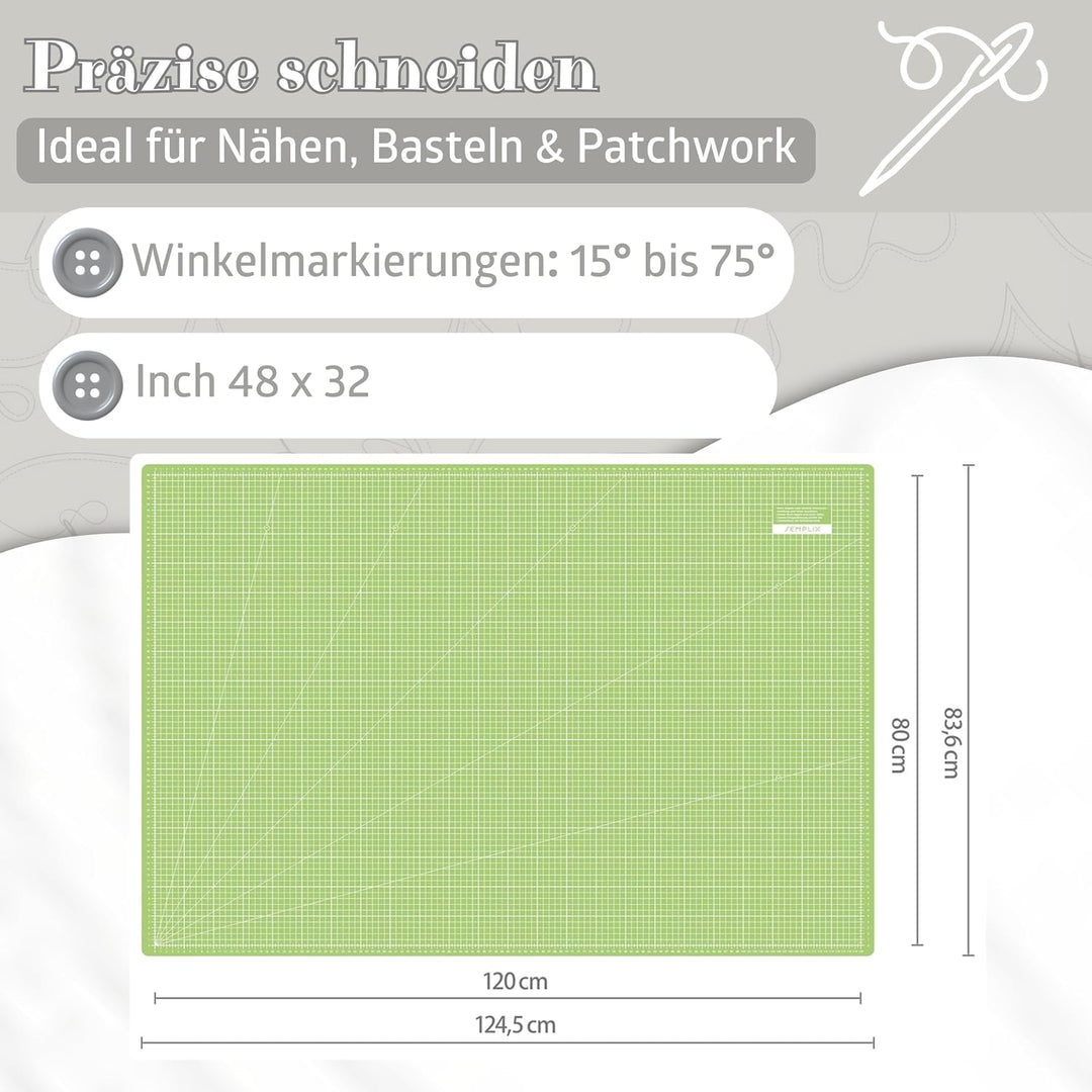 SEMPLIX Schneidematte A0 selbstheilend 120 x 80 cm Patchwork Basteln | Grosse A0 Schneidematte 120 x