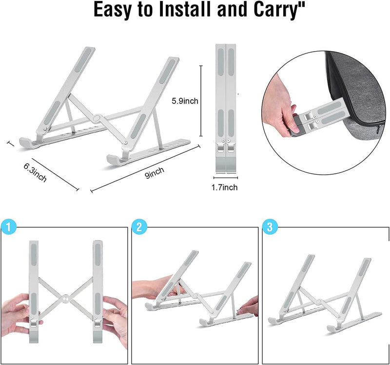 OUGEP Laptop Ständer, Tragbarer Faltbar Höhenverstellbar Notebook Ständer, Kompatibel mit MacBook Pr