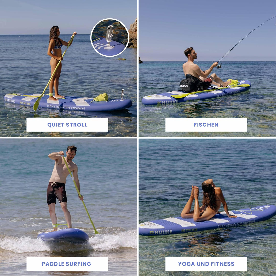 HUIIKE Stand Up Paddling Board mit Zubehör, Paddel, Finnen, Pumpe. Paddle Sup Board Aufblasbar Hohe