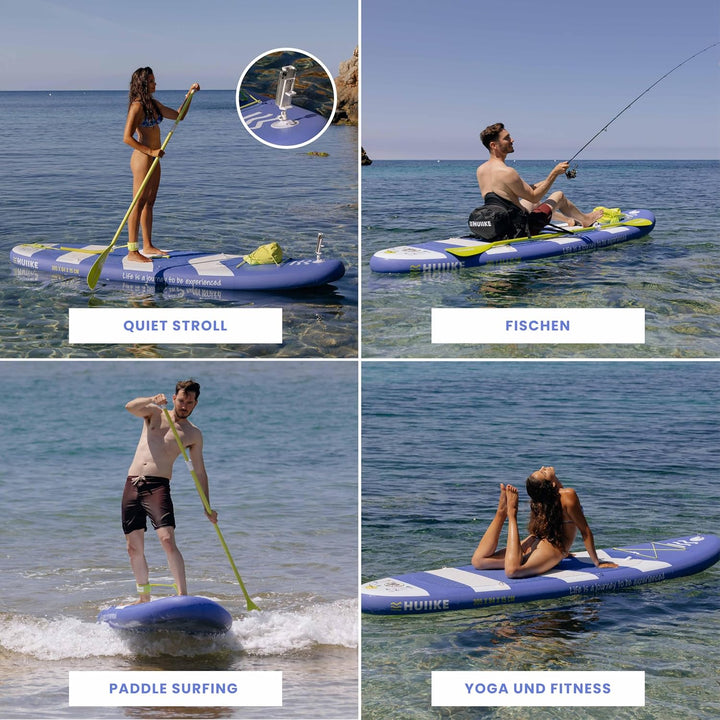 HUIIKE Stand Up Paddling Board mit Zubehör, Paddel, Finnen, Pumpe. Paddle Sup Board Aufblasbar Hohe